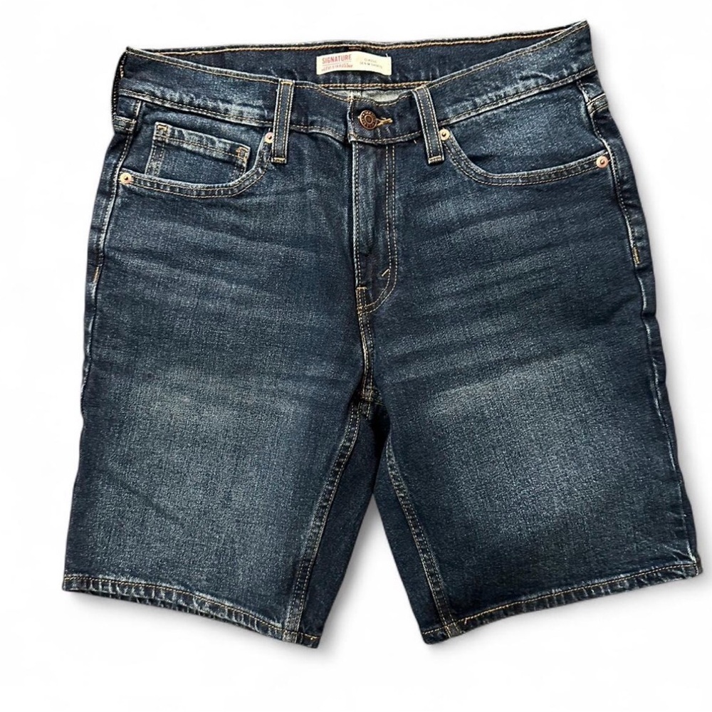Men's Washed Blue Denim Jean Shorts - Casual Five-Pocket